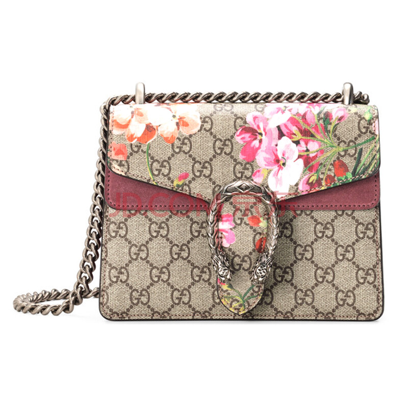古驰(gucci)女士logo花朵迷你肩背包虎头马镫配饰421970 ku23n 8693图片