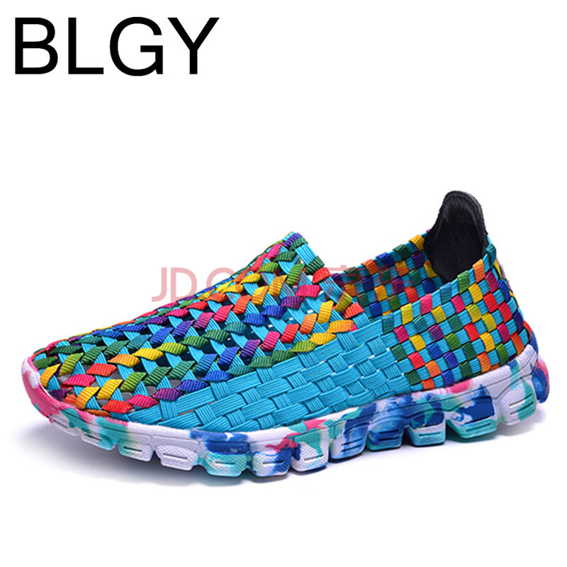 blgy 时尚手工编织鞋情侣鞋板鞋 透气网鞋运动鞋休闲鞋男鞋女鞋懒人鞋