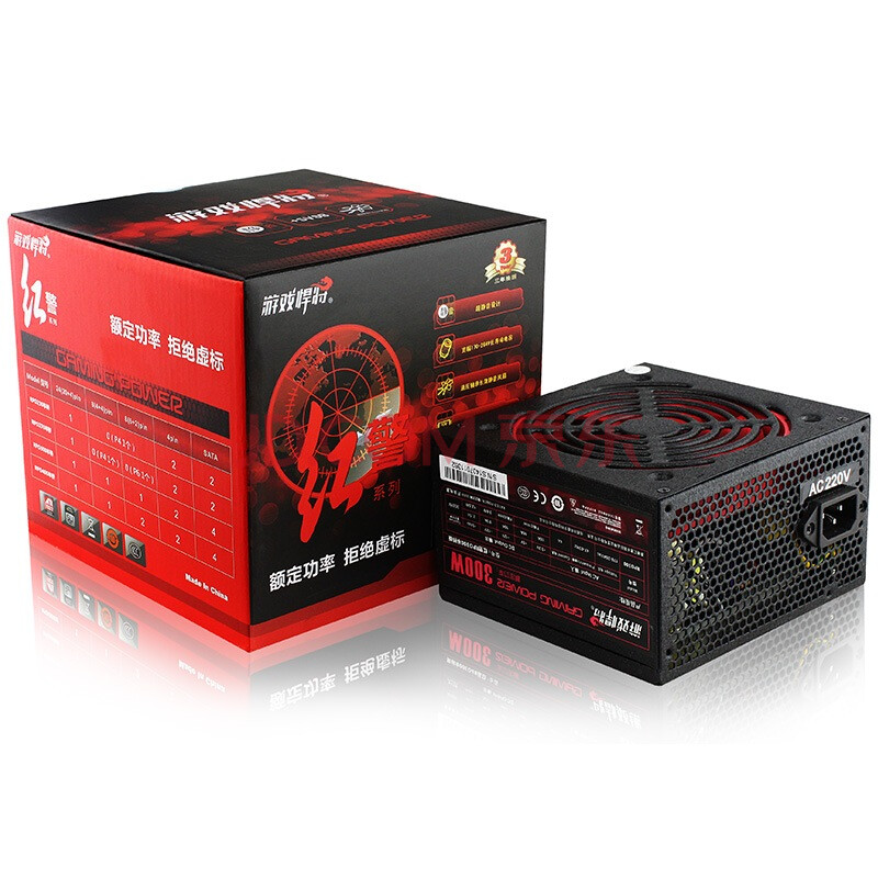 游戏悍将(game demon) 额定300w 红警rpo300半桥版 电源 (宽幅电压