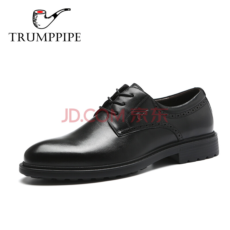 名人烟斗男鞋(trumppipe)特大码真皮商务正装鞋 简约柔软英伦德比鞋