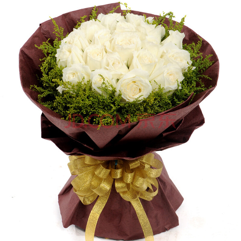 鲜花快递33朵白<em>玫瑰</em>花束老婆<em>女朋友生日</em>礼物