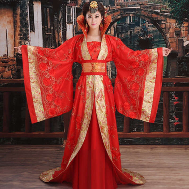 古代古装公主唐朝皇后贵妃拖尾女装汉服演出服新娘婚礼礼服服装女图片