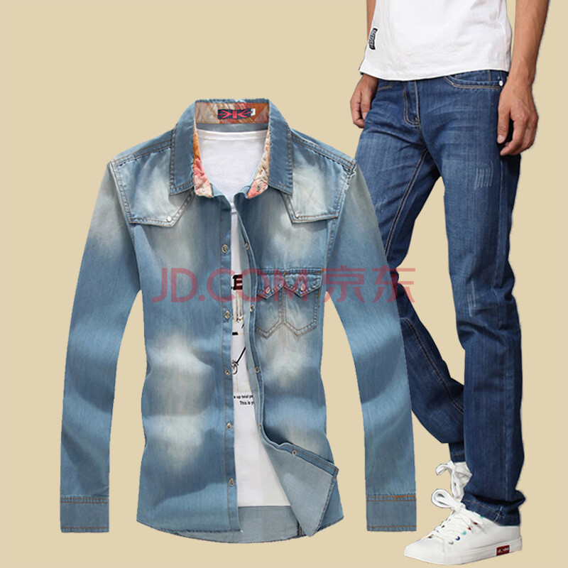 牛仔套装女春秋大码宽松显瘦哈