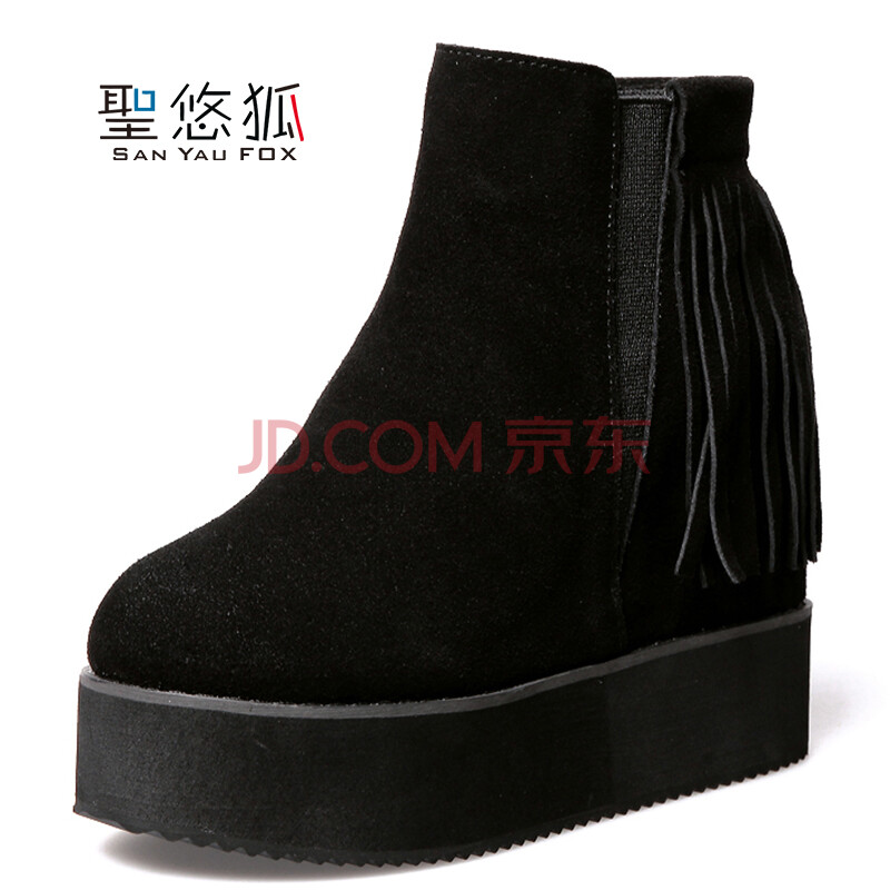 Ê¥ÓÆºü£¨shengyouhu£©ÇﶬÄÚÔö¸ßºñµ×Á÷ËÕÅ®¶ÌÑ¥ÕæÆ¤Ëɽô´øÄ¥É°Æ¤Å®Ñ¥ ºÚÉ« 36