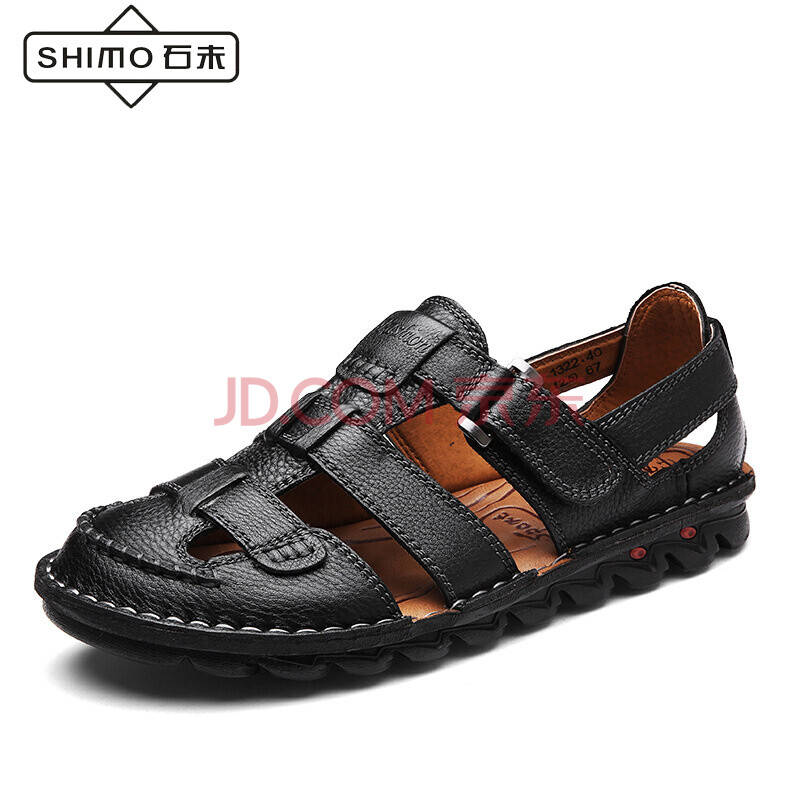 ʯĩ£¨SHIMO£©Á¹Ð¬Ïļ¾Ð¿îÍ·²ãţƤɳ̲Á¹Ð¬ÈáÈíÊæÊÊÍ¸Æø·À»¬ÌØ´óÂëÄÐЬ ºÚÉ« 44