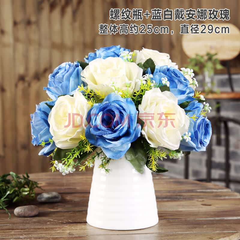 迷妆 唯美韩国玫瑰仿真花套装 客厅欧式玫瑰装饰花 绢花花艺假花盆栽