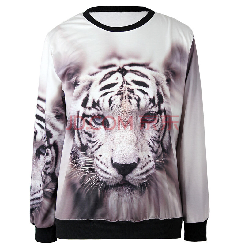 纳丹堡 2014新款秋冬 欧美外贸女装时尚数码老虎头像印花长袖情侣卫衣