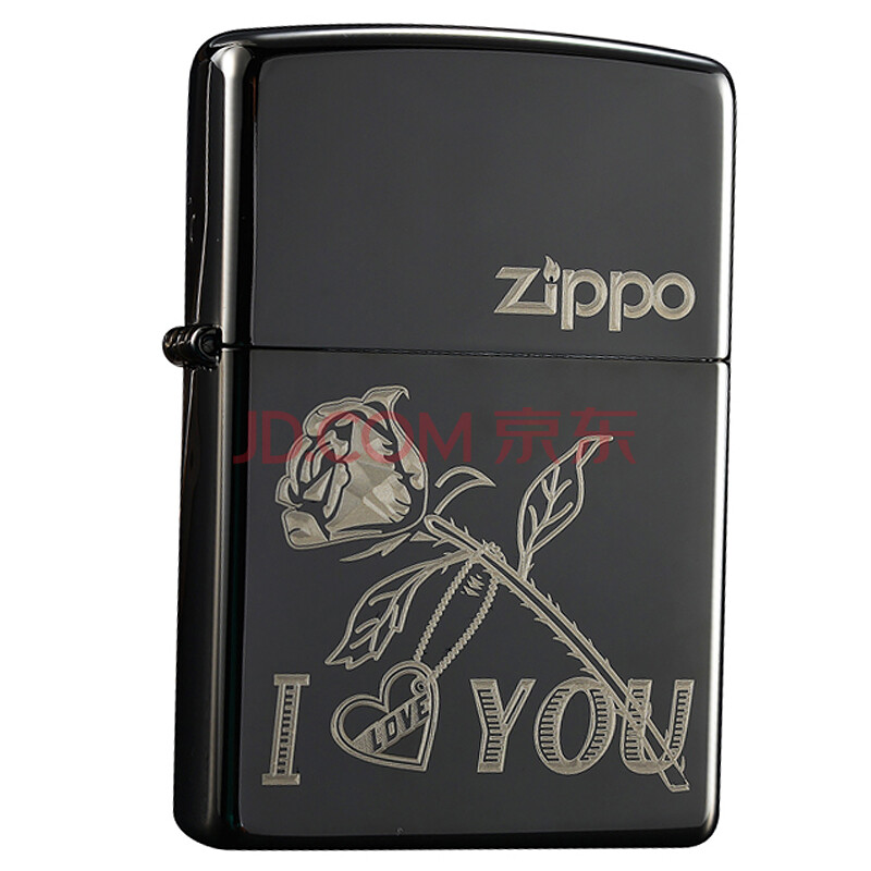 之宝(zippo)打火机 150双刻-238 黑冰玫瑰我爱你