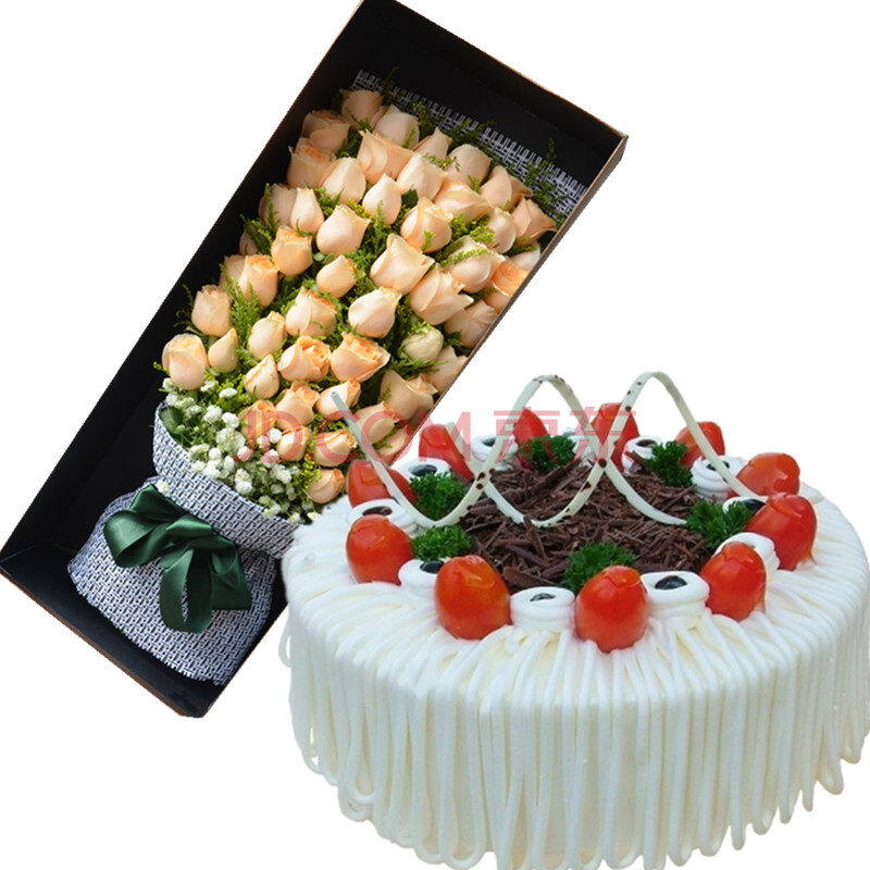 绥芬河海林尚志纳河虎林生日鲜花蛋糕组合套餐搭配同城速递全国配送店