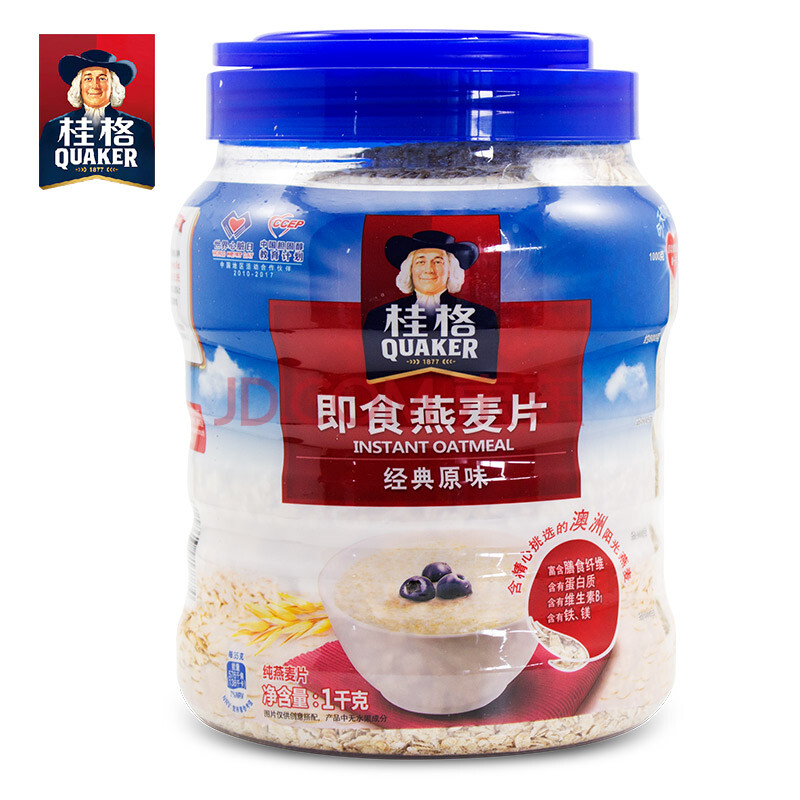 桂格(quaker) 原味即食燕麦片1000g*2罐装 早餐冲饮麦片