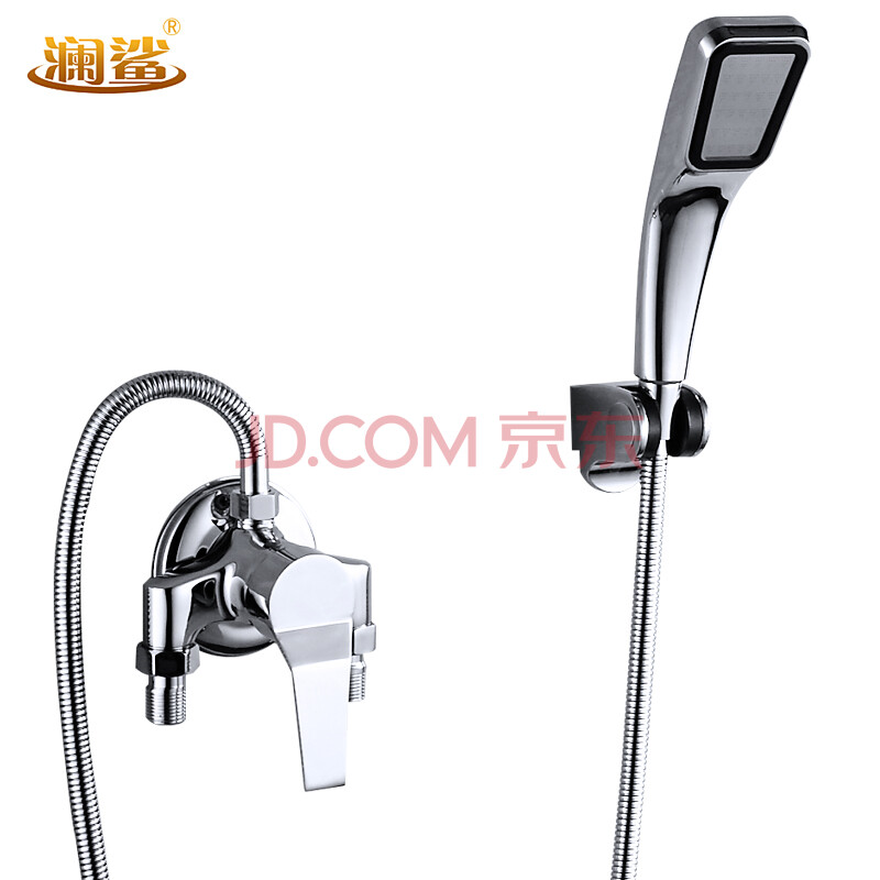 澜鲨手持花洒套装太阳能全铜明装混水阀热水器洗浴开关淋浴增压花洒带