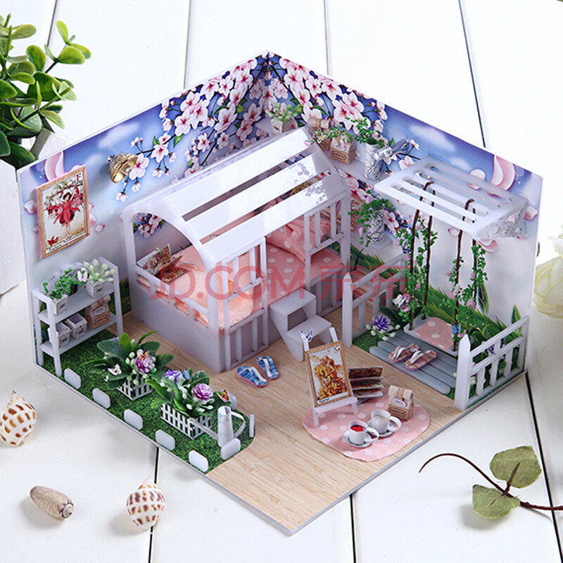 御目diy小屋 新款创意手工制作拼装房子模型带灯别墅盒子剧场玩具情人