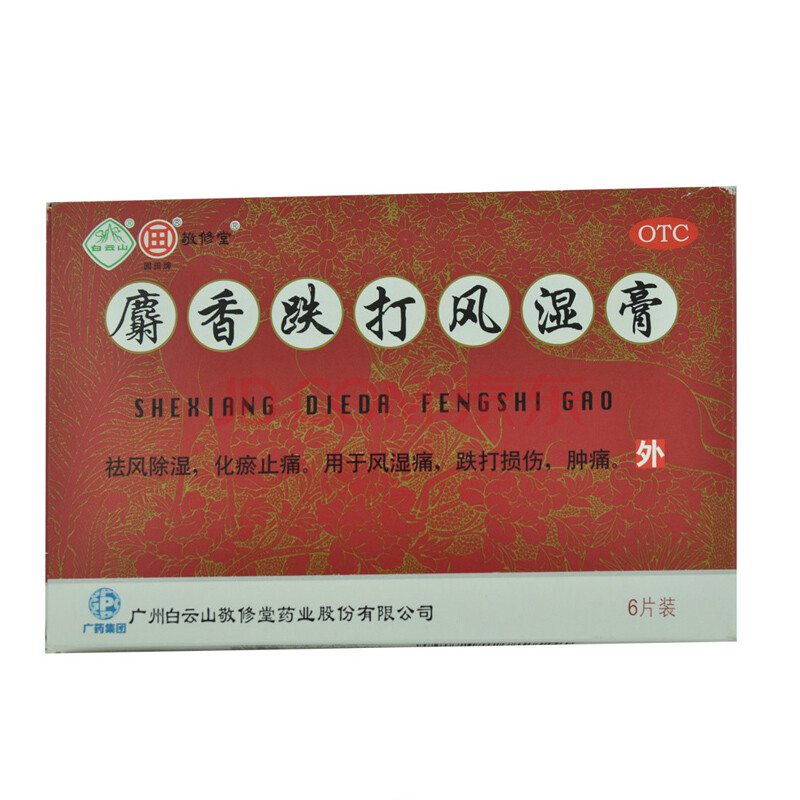 敬修堂 麝香跌打风湿膏 6片 跌打损伤 风湿痛