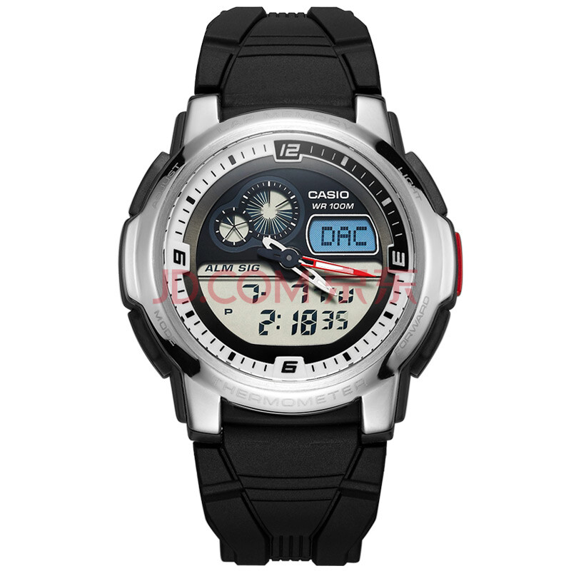 卡西欧(casio)手表 男士手表石英电子塑胶多功能双显运动男表 aqf