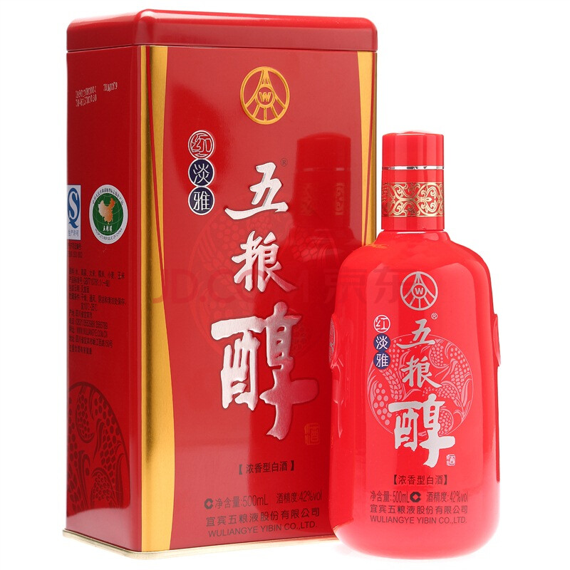 【京东超市】五粮液 股份有限公司 五粮醇 红淡雅 白酒 42度 500ml