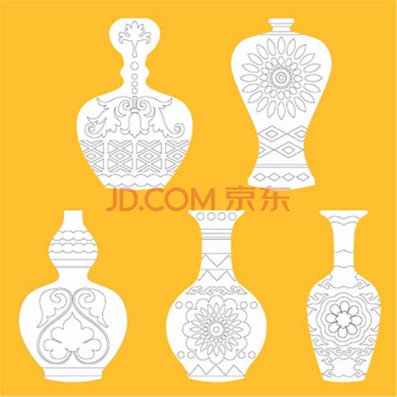 手工制作模具彩绘手绘白底填色硬卡纸花瓶创意diy美术材料青花瓷花瓶