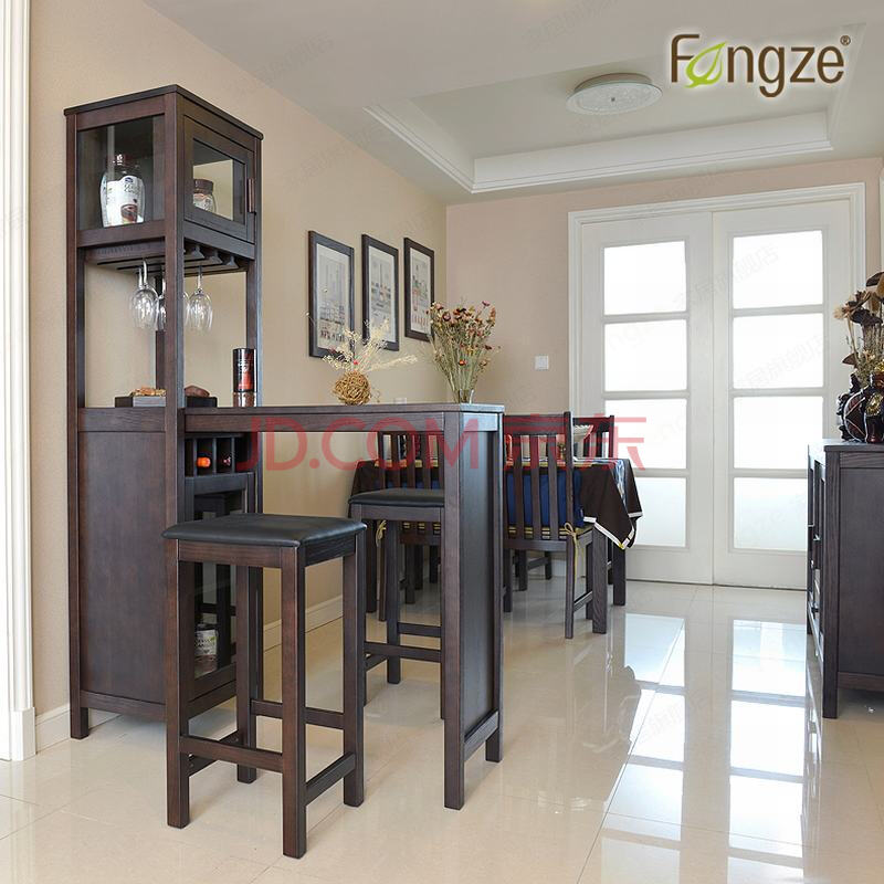 fengze北欧风格玄关吧台酒柜一体桌实木家用客厅隔断餐厅cs521p 咖啡