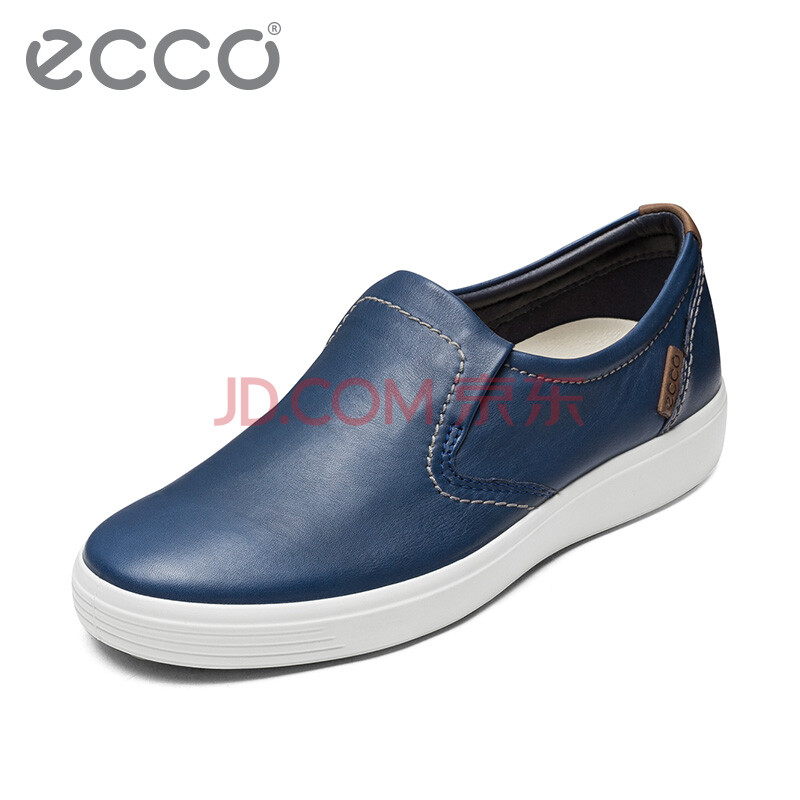 ECCO爱步 欧版简约潮流运动休闲鞋 舒适透气拼色套脚牛皮男鞋 柔酷7号17SS430034 海军蓝43003401048 41