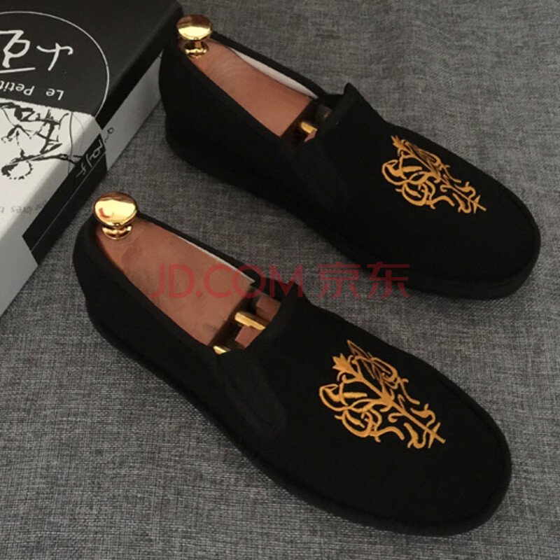 刺繡社會人休閑布鞋快手精神小伙懶人鞋子西山色鬼布藝男潮 虎頭 39