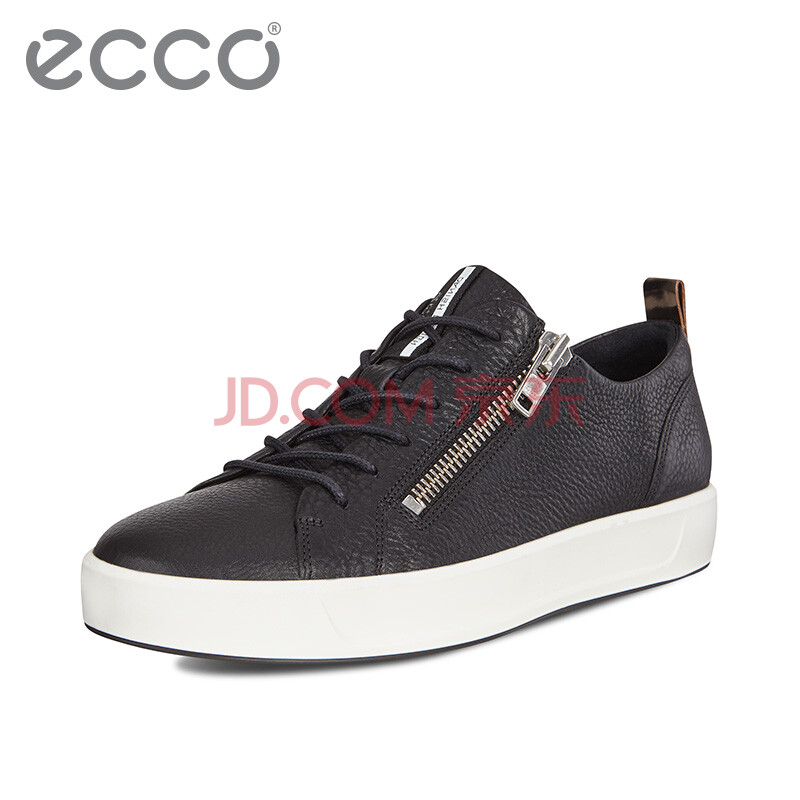 ECCO爱步 平底防滑休闲板鞋男 时尚青年男鞋真皮鞋 SOFT 8柔酷8号440634 黑色44063455974 43