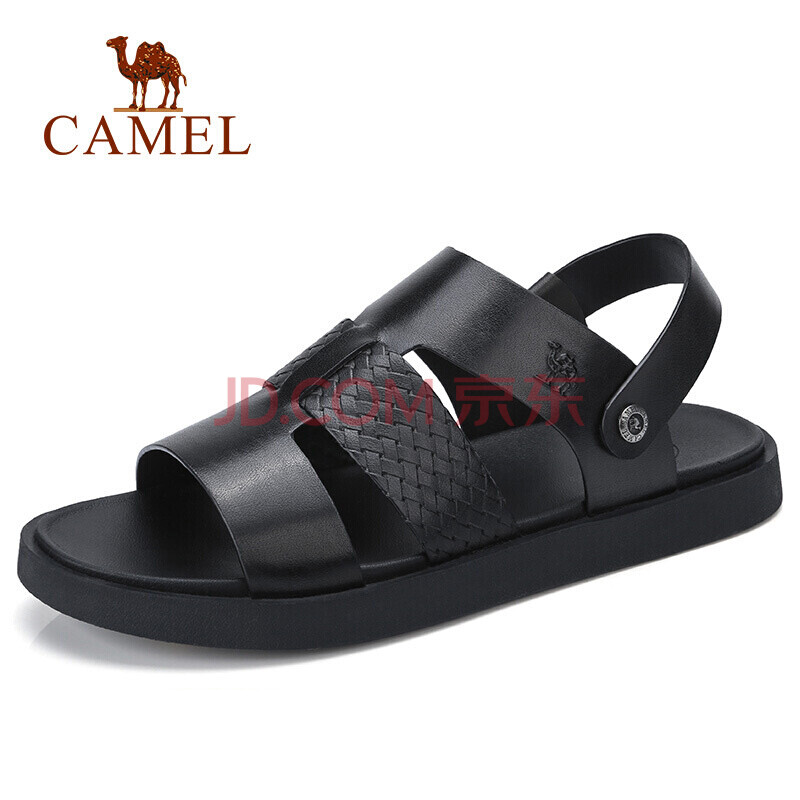 骆驼(CAMEL)男鞋 夏季潮酷牛皮两穿凉拖鞋 时尚日常休闲凉鞋 A822531032 黑 41