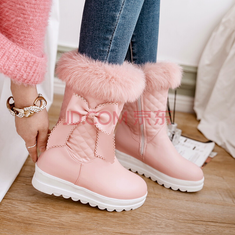 СÇåдóÂëÖиúëѥöÎÈÚÊ¢ÊÀͨº«°æÌðÃÀºûµû½á¶ÌѥŮºñµ×Âí¶¡Ñ¥ÖÐͲѥ¶ÌÑ¥ÄÚÔö¸ßÆïʿѥÇﶬѩµØÑ¥ ·ÛºìÉ« 42