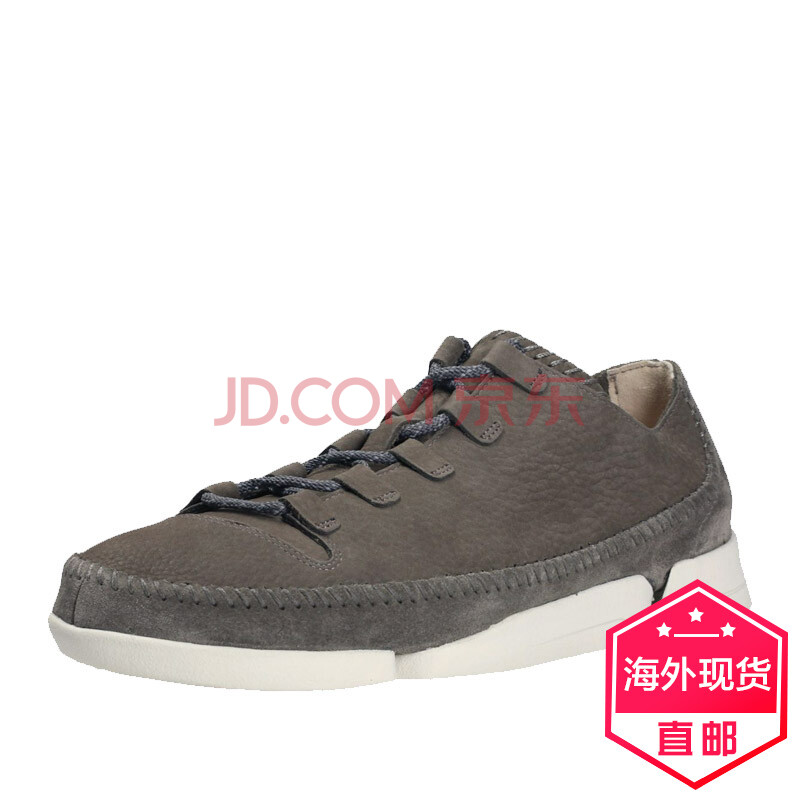 全球购 Clarks男鞋2017新品复古三瓣鞋2代小白鞋TrigenicFlex 2海外现货 Grey Nubuck-HK现货 42.5