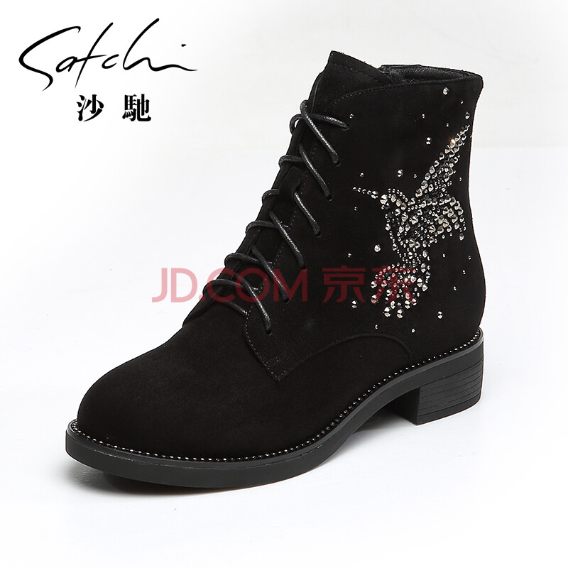 satchiɳ³Û¶ÌÑ¥2018´º¼¾Ð¿îԲͷÌÌ×êϵ´øÂí¶¡Ñ¥ ʱÉÐÑ¥×ÓÅ·ÃÀ³± ºÚÉ«D655163P 35