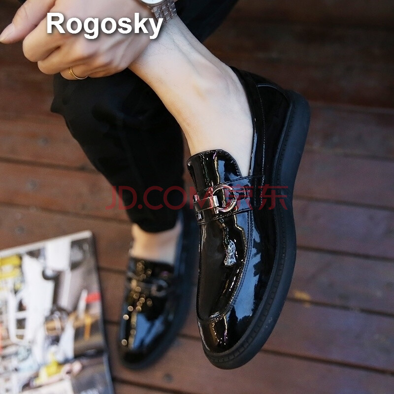 Rogosky Ïã¸Û³±ÅÆ2018´º¼¾³±Á÷ÆáƤÌ׽Ŷ¹¶¹Ð¬ÄÐÊ¿º«°æºñµ×ÐÝÏÐÆ¤Ð¬ÇàÄ곱Ь×ÓÄÐ ºÚÉ« 40