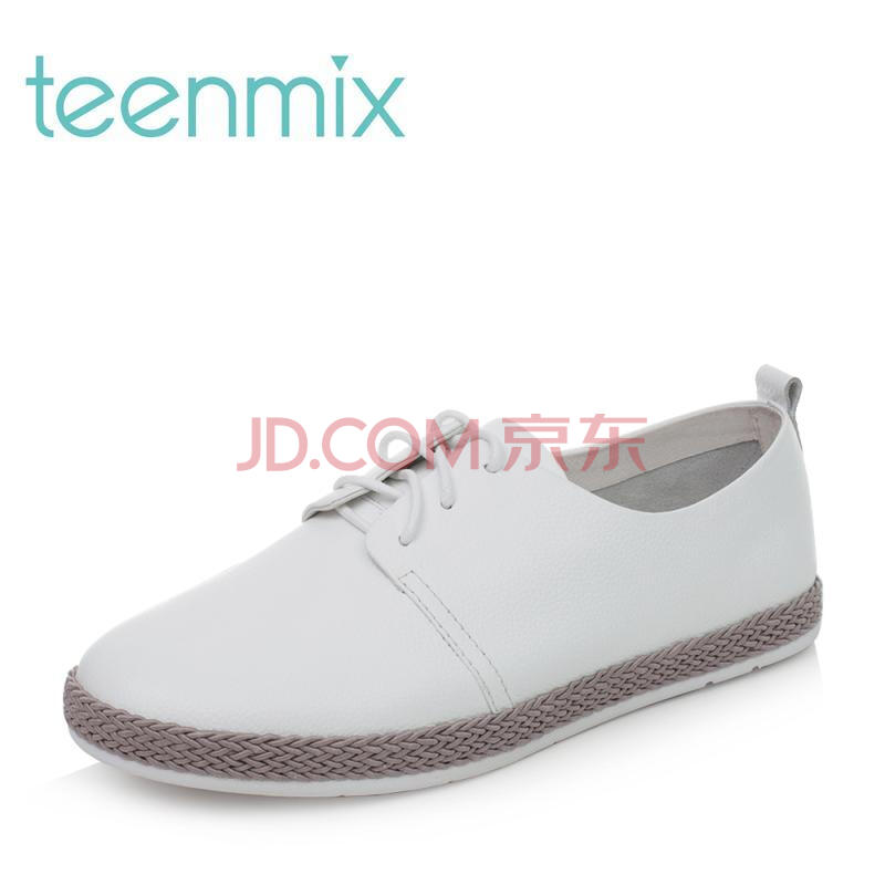Teenmix/ÌìÃÀÒâÇïţƤ±àÖ¯ÔªËØÆ½¸úϵ´øÐ¬Å®µ¥Ð¬81013CM7 °×É« 38