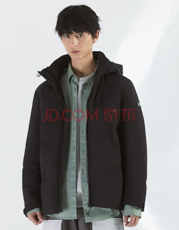 美特斯邦威机能短款羽绒服男连帽冬季新款简洁压印舒适男士外套潮 影