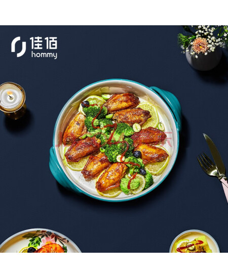 佳佰 美式淡雅系列双耳深盘11.5英寸家用芝士焗饭家用烤盘陶瓷深盘汤盘陶瓷餐具1个装