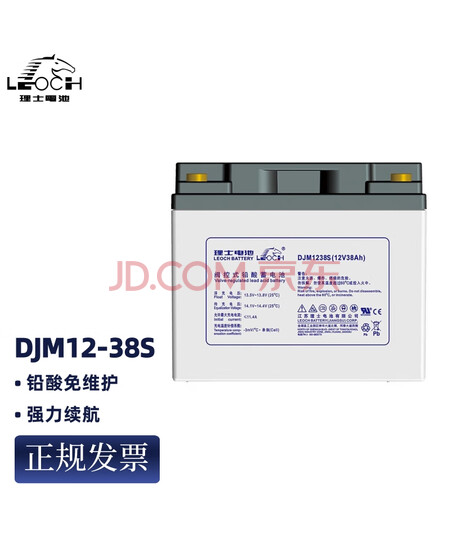 LEOCH理士铅酸免维护蓄电池DJM1238S 12V38AH UPS电源EPS直流屏通信开关电源储能备用电瓶