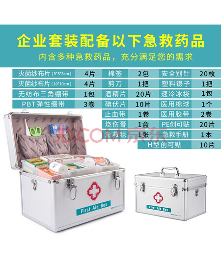 金隆兴（glosen）多功能医药箱单位企业急救箱医疗箱家用家庭药品收纳箱铝合金带锁密封配企业套装 16英寸