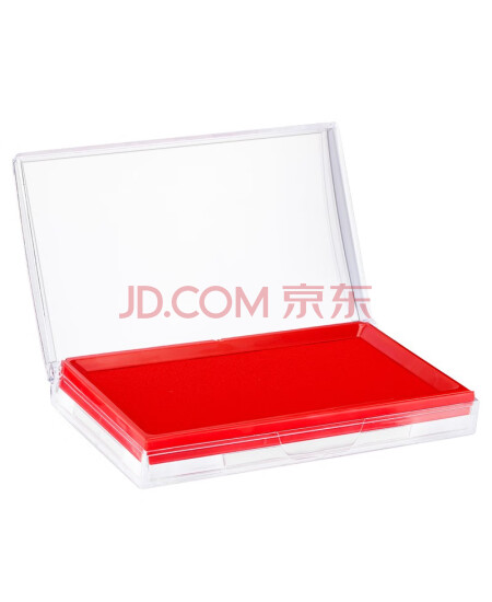 得力（deli）9864 红色透明财务快干印台方形印台印油泥办公用品财务会计专用印台 方形红色印台