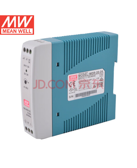 明纬（MEANWELL）MDR-20-24 工业DIN导轨型单组 明纬开关电源24V1A