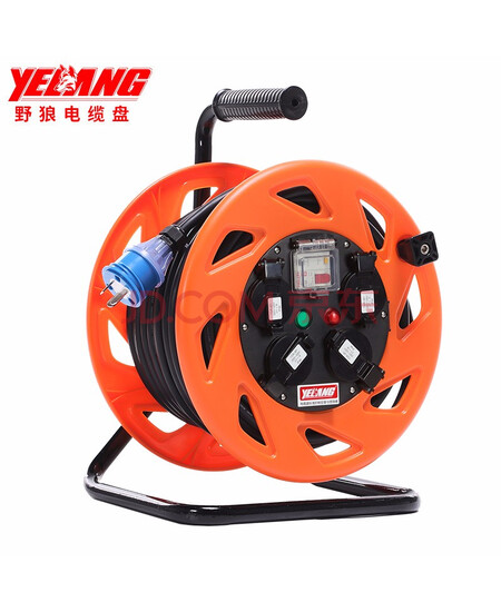野狼 YL-S32FS-1130 移动电缆盘 线滚子拖线卷线盘绕线盘 工程电源卷盘插座 插排延长线3*4*30米