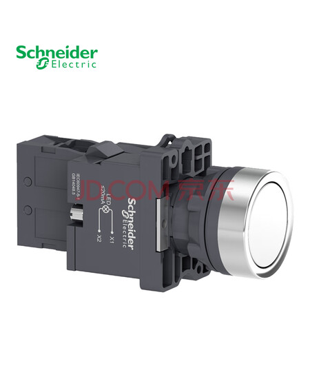 施耐德电气 LED型平头按钮 白色 带灯泡 380VAC 1NO 塑料 复位型 22mm XA2EW31Q1 按钮 企业客户