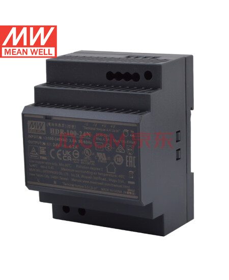 明纬 MEANWELL HDR-100-24N 导轨安装开关电源(100W左右)  4.2A 24v 