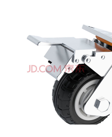 飞之月 4寸万向脚轮 承重200kg 黑色重型轻音橡胶轮 万向型底座 带制动器刹车