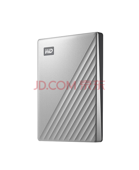 西部数据（WD）1TB 移动硬盘 type-c Ultra系列 2.5英寸 银 机械硬盘 笔记本电脑外接加密兼容Mac 大容量家庭存储