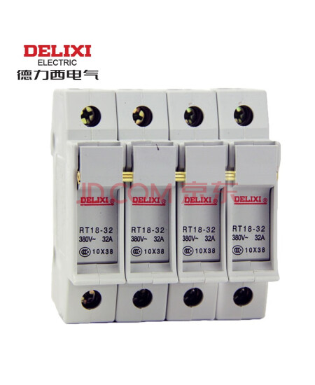 德力西 RT18 圆柱形底座 10*38mm 32A 4P 380VAC RT1832Z4X 熔断器底座