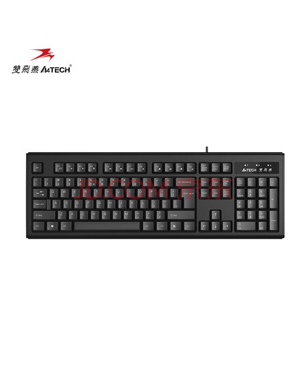 双飞燕（A4TECH) WK-100 有线键盘 办公打字用薄膜键盘笔记本外接台式电脑通用键盘104键 USB接口 黑色