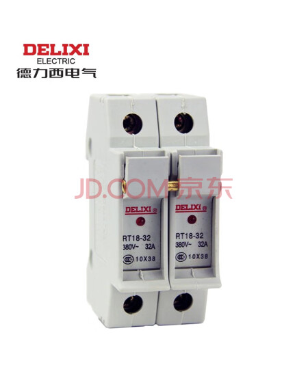 德力西 RT18 圆柱形底座 10*38mm 32A 2P 380VAC RT1832Z2 熔断器底座