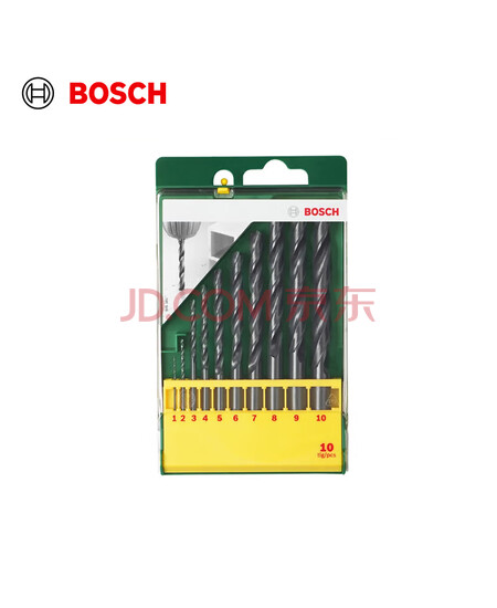 博世（BOSCH）金属麻花钻头套装（10件套）HSSR（1-10mm各一支）