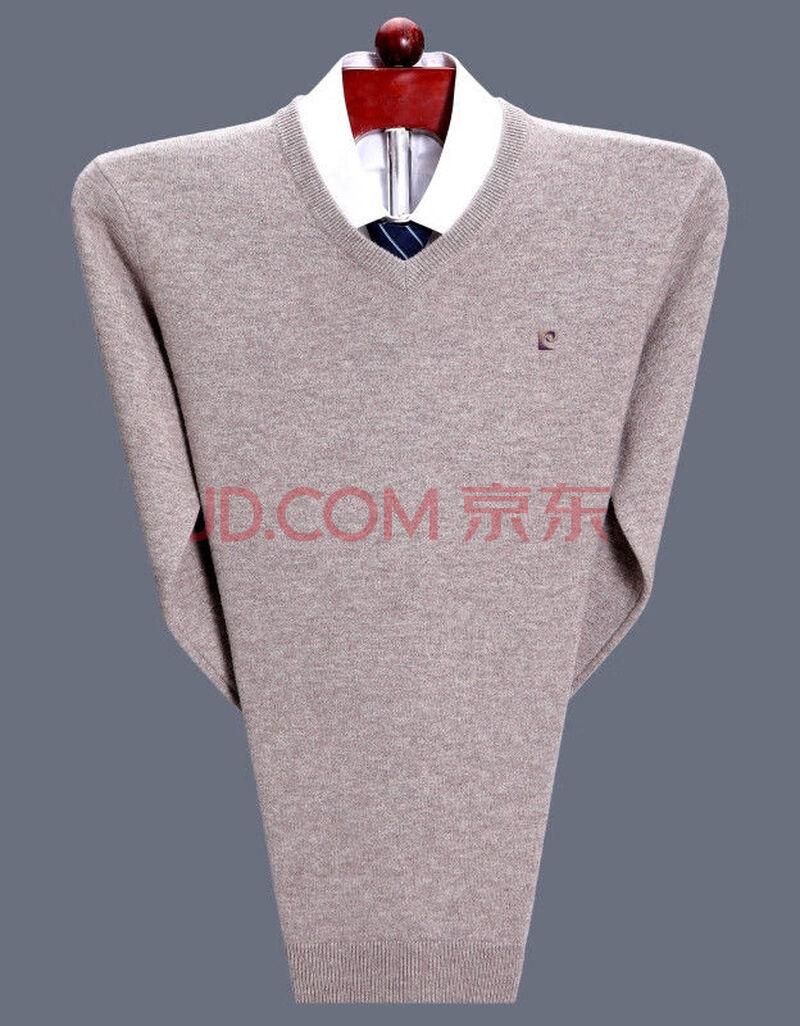 皮尔卡丹官网店羊绒衫男中年v领 冬季男士鸡心领羊毛衫厚款 男装毛衣.