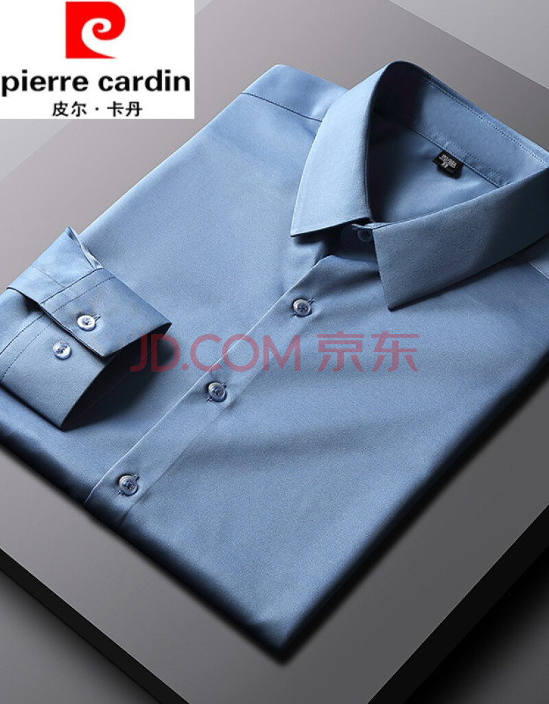 皮尔卡丹【轻奢高端】精品男装2021春季男士衬衫长袖免烫高端内搭打底