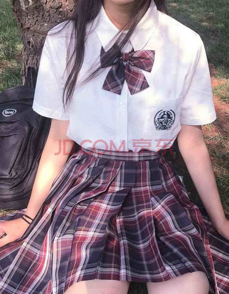 短裙格纹日系学生百褶裙高中生校服水手服格子半身裙衬衫套装现货掉落