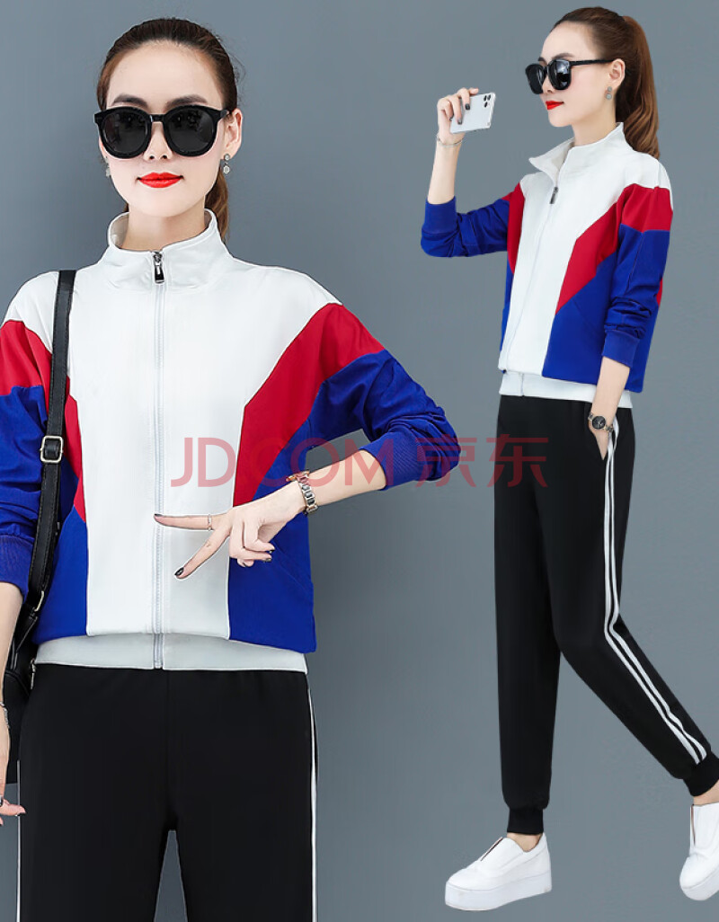 乔丹(中国)专卖2021运动套装女春2021新款时尚修身显瘦休闲卫衣两件套
