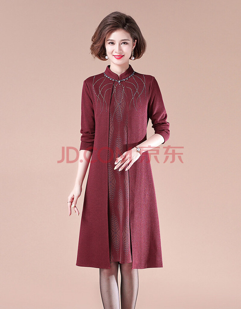 时尚结婚礼服妈妈装两件套秋款婚礼妈妈高贵旗袍连衣裙中老年喜婆婆